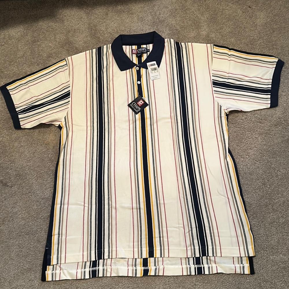 NWT - Vintage Men’s Chaps Striped Polo -XXL